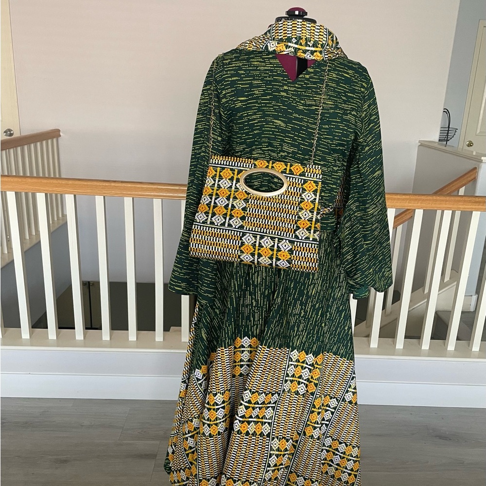 “NWOT” African Print Wrap Style Maxi Dress - Picture 4 of 5